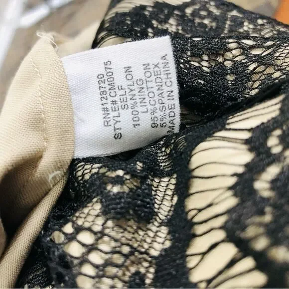 Naked ZEBRA Nude Mid Dress with Black Lace Overlay Small - Picture 8 of 8